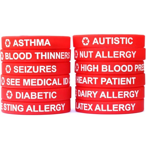 SayitBands 2 Pack of Adrenal Insufficiency Medical Alert Wristband Bracelets in Red