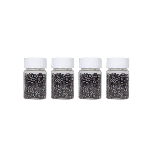 2000Pcs Premium Silicone Micro Link Rings 5mm Lined Beads for I Tip Hair Extensions (2000Pcs, Dark Brown)