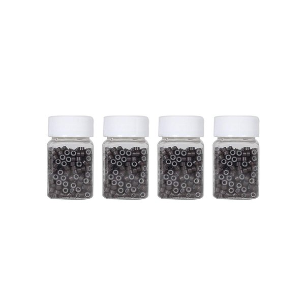 2000Pcs Premium Silicone Micro Link Rings 5mm Lined Beads for I Tip Hair Extensions (2000Pcs, Dark Brown)