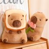 LVQING Cute Capybar Stuffed Animals with Wearable Toast headsetwear Capybar, Gifts for Kids (11 in Bread Capybar)
