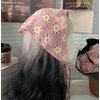 ZURLEFY Floral Hair Scarf Bandanas for Women, Pink Bandana Headband for Womens Headbands Mesh Hair Scarves Lightweight Head Scarf Hair Accessories (59H-03)