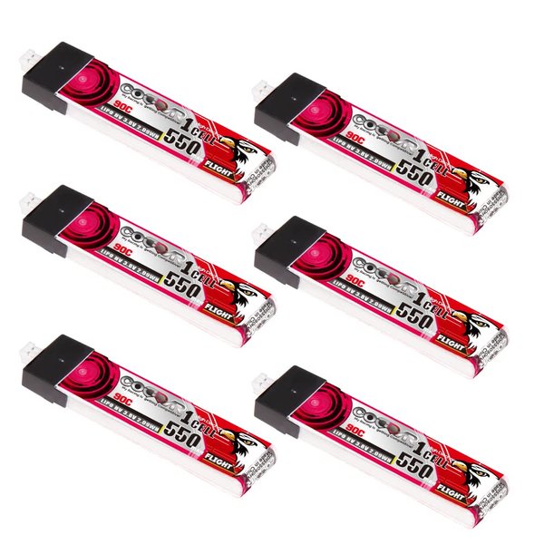 6 Packs CODDAR 550mAh 1S 3.8V 90C HV LiPo Battery with JST-PH 2.0 Connector for Inductrix FPV Racing Drone Like EMAX Tinyhawk 2 Racing Drone FPV Quads Quadcoper (CD1S55090HVP)
