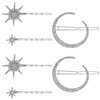 2pcs Vintage Star Moon Hair Pin Metal Alloy Rhinestone Bobby Pins Hair Accessories for Woman (Silver)