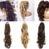 22" Ponytail Extension Claw For Women Clip In Synthetic Hairpieces Long Curly Wavy Pony Tail Extension Claw Jaw Clip Hair Extension (#1B Off Black)