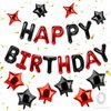 Happy Birthday Balloons Banner, 13 PCS Black Red Balloon, Happy Birthday Balloons, 16 Inch Foil Letter Balloon Happy Birthday Banner with 12pcs Star Balloons for Birthday Party Decorations Supplies