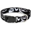 Buckle-Down Dog Collar Plastic Clip Nightmare Before Christmas Zero Expressions Black White 11 to 17 Inches 1.0 Inch Wide