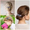 Flower Luxury Jewelry Design Hairpin, Deep Ocean Blue Rhinestone Hair Barrette Clip, Gorgeous Hair Accessory for Wedding and Women, Crystal Floral Hair Jewelry for Girls Mom Bridal
