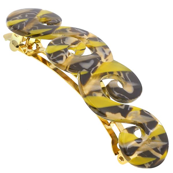 Camila Paris CP3171 French Hair Barrette Clip for Girls, Handmade, Mustard, Gold Metal Clasp Strong Hold Grip Hair Clips for Women, No Slip and Durable Styling Girls Hair Accessories, Made in France