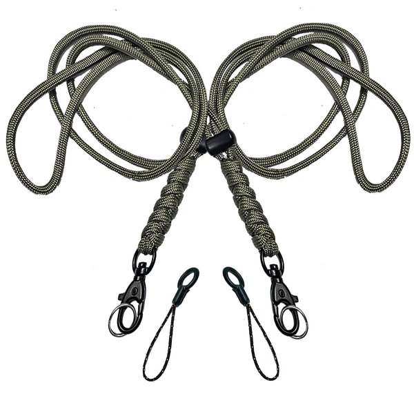 BSGB 2Pcs Paracord Lanyard Metal Hook Durable Survival 550 Cord Keychain Cord Wrist Strap Parachute Rope Badge Cellphone (ArmyGreen)