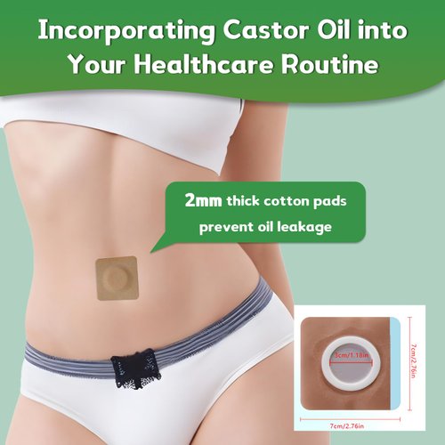 30PCS Disposable Castor Oil Pack Wrap for Belly Button – Highly Absorbent, Self-Adhesive Organic Cotton, No Wash, Easy to Use,Square (Oil Not Included)