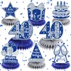 8Pcs Blue 40th Birthday Decorations Navy Blue Silver Happy 40th Birthday Table Honeycomb Centerpieces for Table Decor 40th Birthday Table Topper for Men Women 40th Birthday Anniversary Party Supplies