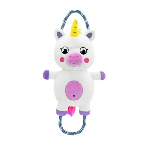 HugSmart Pet – Fairytale Story | Squeaky Plush Mountain Climbing Rope Tug Dog Toy with Less Stuffing (Fairytale Story – Unicorn)
