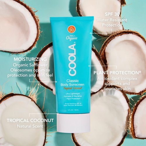 COOLA Organic Sunscreen SPF 30 Sunblock Body Lotion, Dermatologist Tested Skin Care For Daily Protection, Vegan And Gluten Free, Tropical Coconut, 5 Fl Oz