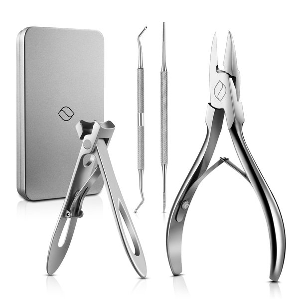 FERYES 4PCS Ingrown Toenail Kit – Toenail Clippers for Thick and Ingrown Toenails, Toe Nail Clipper with Thick Toenail File and Toenail Lifter - Complete Toenail Care Set for Men and Women