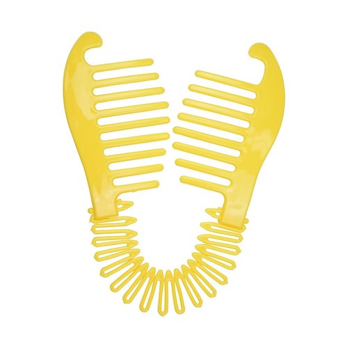 Flexible Interlocking Banana Clip Clincher Interlocking Two Sides Hair Comb - Yellow