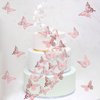 40 PCS Lively 3D Butterfly Cupcake Toppers Laser Cut Hollow Butterfly Cake Decorations for Baby Shower Wedding Anniversary Birthday Party Supplies Butterfly Wall Decor Mixed Styles Rose Gold