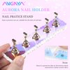 ANGNYA 2 Set Nail Stand ,Aurora Nail Holder for Painting Nail Stand for Press on with 96 Pcs Reusable Sticky Putty Nail Display Stand Nail Hand Practice Magnetic Nail Art Tools for Homes and Salons