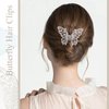 4PCS Vintage Butterfly Hair Clips for Hair, Metal Gold Rhinestone Butterfly Hair Clips, Mini Hair Clips Sparkly Diamond Claw Clips Alloy Fancy Thick Hair Barrette Clamp for Women Girls