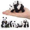 Toymany 4PCS Solid Panda Figurines Toy Set, 2-4" Realistic Plastic Jungle Animals Figures Family Set with Bamboo & Baby Pandas, Educational Toy Cake Toppers Christmas Birthday Gift for Kids Toddlers