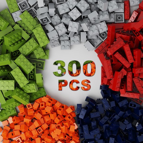 WEBRICK 300 Pcs Classic Building Bricks, Bulk Bricks,Compatible with Major Brands Parts and Pieces, Creative Building Block Toys for Boys Girls Ages 6 7 8 9 10 Year Old