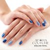 Adora Couture Semi Cured Gel Nail Strips |30pcs Blue Glossy with Glitter & Reverse French Reserve Gel Nail Sticker Nail Wraps for Women | Gel Stickers for Nails UV Light Required (England Royal)