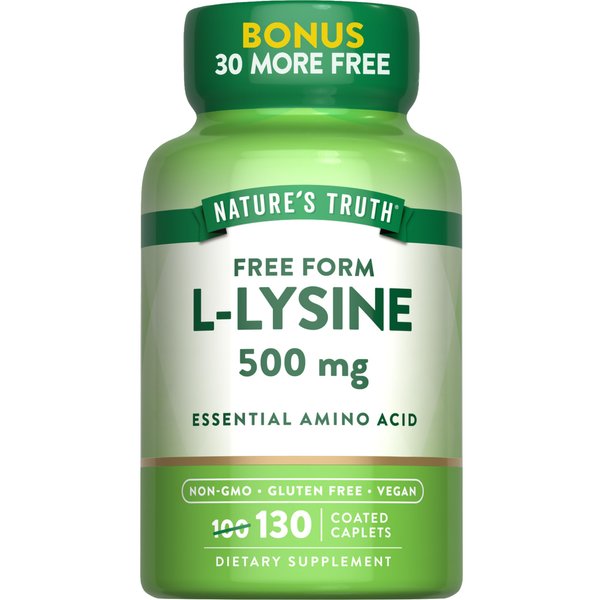 Nature's Truth L-Lysine 500mg | 130 Caplets | Free Form | Essential Amino Acid | Non-GMO & Gluten Free Supplement