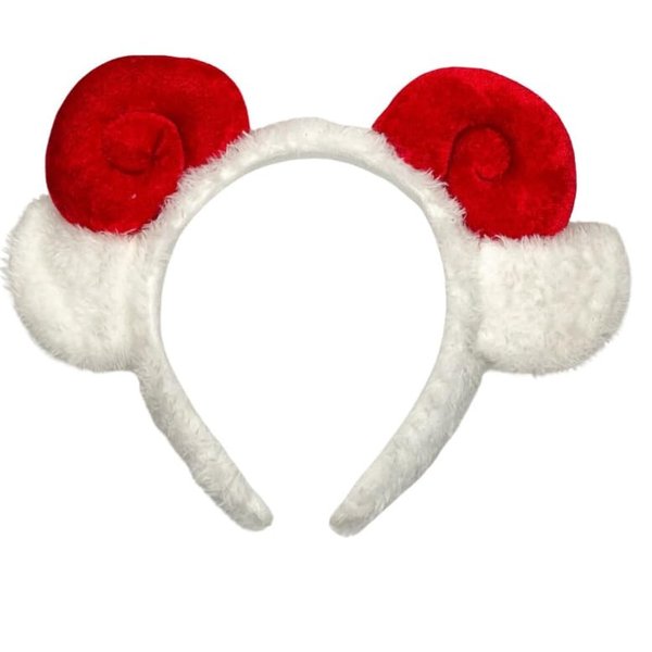 Generic Animal Headband Goat or Sheep Red Horns White Big Ears Soft Plush Accessory Great For Costume Party Imaginative Plays, Flexible