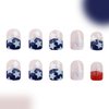 OCOUYVD 4th of July Press on Nails with Star Designs Independence Day Glitter Fake Nails Extra Short Square Red Blue Glossy False Nails Petite Acrylic Nails Small Stick on Nails for Women 24 Pcs