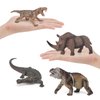 Fantarea Prehistoric Ancient Animal Model Figures Playset 5 PCS Mammoth Woolly Rhino Crocodile Figurines Party Favors Supplies Cake Toppers Decoration Collection Toys for Boys Girls Kid Toddlers