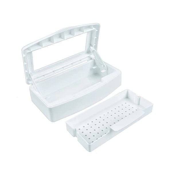 YoleShy Professional Plastic Sterilizing Tray,Clean Sterilizer Box Storage Organizer for Nail,Tweezers,Hair Salon,Spa & Cutter Manicure Equipment-Nail Art Tool