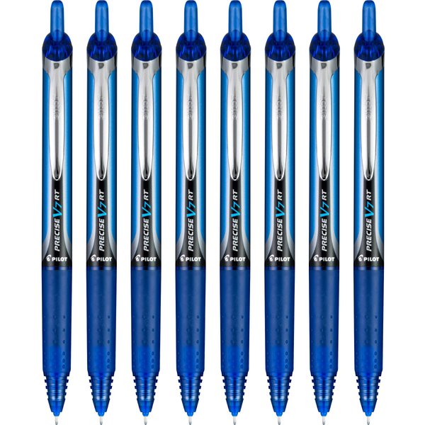 Pilot Precise V7 RT Refillable & Retractable Liquid Ink Rolling Ball Pens, Fine Point (0.7 mm) Blue, 8-Pack