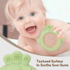 AULEGE Baby Teething Toy, BPA Free Silicone & Natural Beech Baby Teething Ring for Babies 3-6,12 Months, Wooden Ring Teether for Baby 3+ Months to Soothe Sore Gums(Olive, Blue)