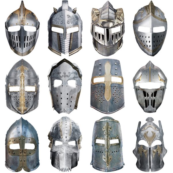 Frienda 24 Pcs Knight Masks for Kids Medieval Party Decor Paper Knight Helmets Masquerade Mardi Gras Mask Costume Gift for Christmas