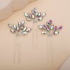 Teyglen 3pcs Bridal Crystal Hair Pins Rhinestones Hair Pieces Simple Crystal Wedding Hair Accessories Handmade Hair Pins for Women Bride Girls (Ab color)