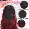 Red Ponytail Extension Drawstring Ponytail for Women 26 Inch Burgundy Curly Wavy Pony Tails Hair Extensions Synthetic Hairpiece for Women Daily Party Use, Wine Red