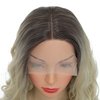 SWACC Shoulder Length Curly Wavy Colored Glueless Lace Front Wigs for Women Middle Part Natural Wave Heat Resistant Synthetic Hair Replacement Wig (Brown Root Blonde Ombre)