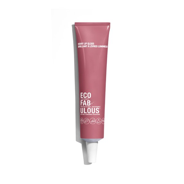 ECOFABULOUS Dewy Lip Gloss - Enriched with Squalane and Jojoba Esters, Nourishes and Conditions Lips, Clean + Recyclable + Vegan, 15 mL/ 0.5 Fl Oz - Mist You (Mauve)