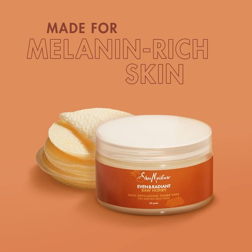 SheaMoisture Even and Radiant Face Pads For Uneven Skin Tone and Dark Spots Daily Exfoliating Toner Pads With Raw Honey 30 Count