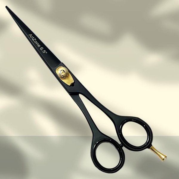 1 Each - 6.5" (16.51cm) Hair Cutting Scissors Shears Salon and Barbershop Professional and Home Use - Super Sharp (Full Black-Gold W/Tension Screw)