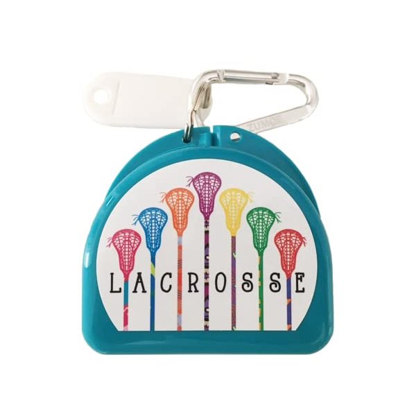 Zumoe Lacrosse (Aqua) Mouth Guard Retainer Case - 7 Standing Sticks