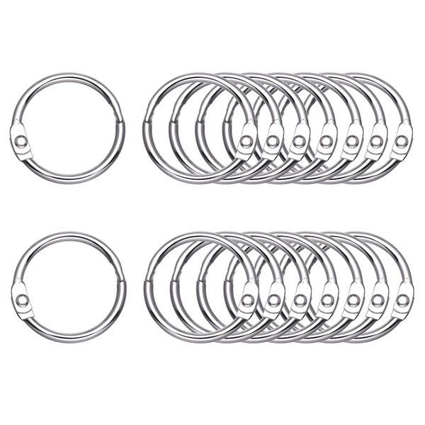 Antner 100Pcs Loose Leaf Binder Rings, 1" Diameter, Nickel Plated Metal Office Book Rings Keychain Key Rings Notebook Rings for School Office