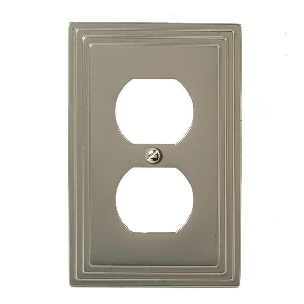 Amerelle Steps Single Duplex Cast Metal Wallplate in Satin Nickel
