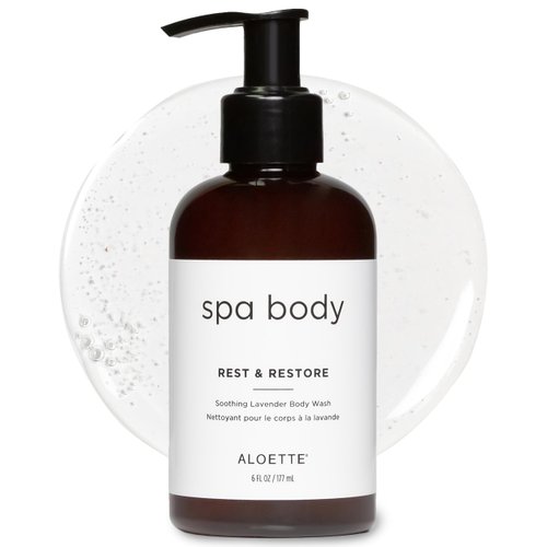 Aloette Lavender Body Wash, Rest & Restore - Hydrating & Moisturizing Body Wash for Dry Skin with Natural Aloe Vera & Vitamin E - Exfoliating & Rejuvenating Skin Care Products for Men & Women