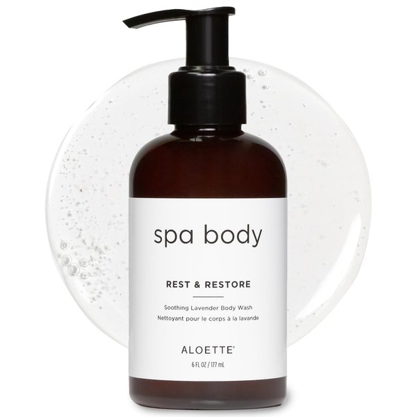 Aloette Lavender Body Wash, Rest & Restore - Hydrating & Moisturizing Body Wash for Dry Skin with Natural Aloe Vera & Vitamin E - Exfoliating & Rejuvenating Skin Care Products for Men & Women