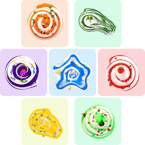 7 Pack Butter Slime Kit for Girls,Rainbow Slime Kits, Non-Sticky and Soft Slime for Boys, Scented Slime Party Favors, Birthday Gift, Stress Relief Toy for Kids.