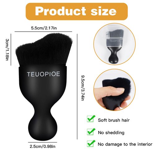 TEUOPIOE Auto Interior Dust Brush, Car Detailing Brush, Soft Bristles Detailing Brush Dusting Tool for Automotive Dashboard, Air Conditioner Vents, Leather, Computer,Scratch Free (Black)