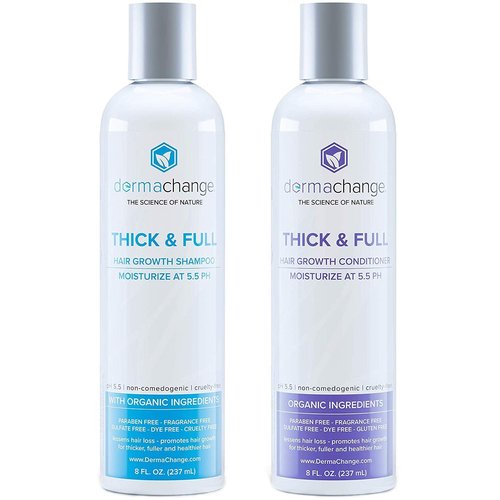Natural Hair Growth Shampoo and Conditioner Set - Sulfate Free, Vegan, Thicker Hair Regrowth with Vitamins - Hair Loss & Thinning Products - Curly or Color Treated Hair - For Men and Women (8oz)