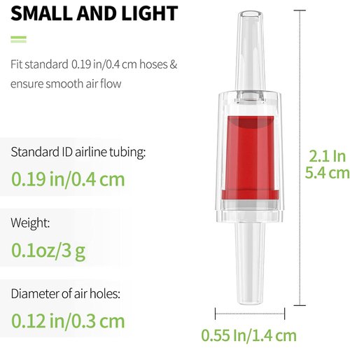 Pawfly 6 PCS Aquarium Check Valves for Common Air Pumps Red Plastic 1-Way Non-Return Valves Pump Protectors for Standard 3/16 Inch Airline Tubing Fish Tank Accessories for Aeration Setup