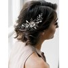 SWEETV Bride Wedding Hair Clip Flower Bridal Comb Silver Bride Hair Piece Crystal Side Combs Leaf Hair Accessories for Women and Girls