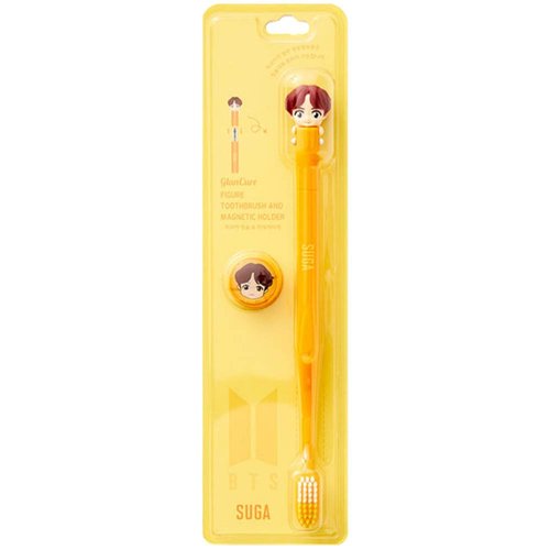 [BTS Official Merchandise] Fans Gift - K-Pop Idols Goods - BTS Character Figure Toothbrush with Convenient Magnetic Holder (Suga)